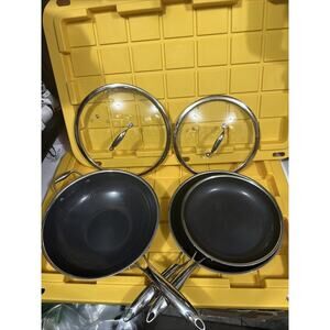 HEXCLAD 5 Piece Nonstick Stainless Steel Frying Pan Set 10" 12" And Wok $600